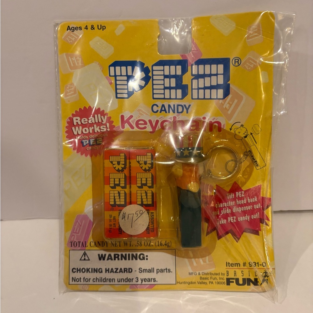 Brand New 1998 Uncle Sam Keychain Pez Dispenser